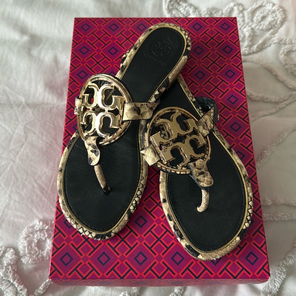 Tory Burch, Miller Sandal, snake and gold